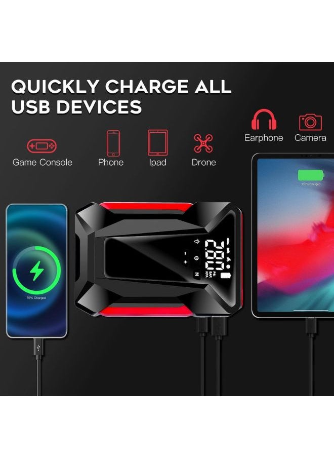 Generic - Car Jump Starter, 4000A Peak Car Battery Charger with Air Compressor, 12V Jump Box for Car Battery (up to 10L Gas or 8.5L Diesel) with Emergency LED Light, Power Bank, Leather Storage Bag (Upgraded) - Image 1