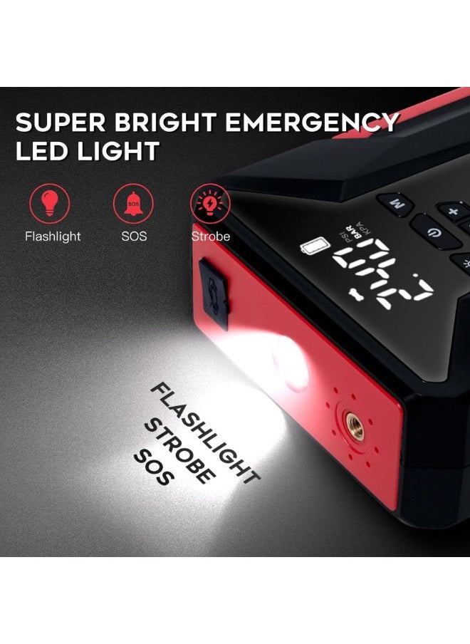 Generic - Car Jump Starter, 4000A Peak Car Battery Charger with Air Compressor, 12V Jump Box for Car Battery (up to 10L Gas or 8.5L Diesel) with Emergency LED Light, Power Bank, Leather Storage Bag (Upgraded) - Image 1