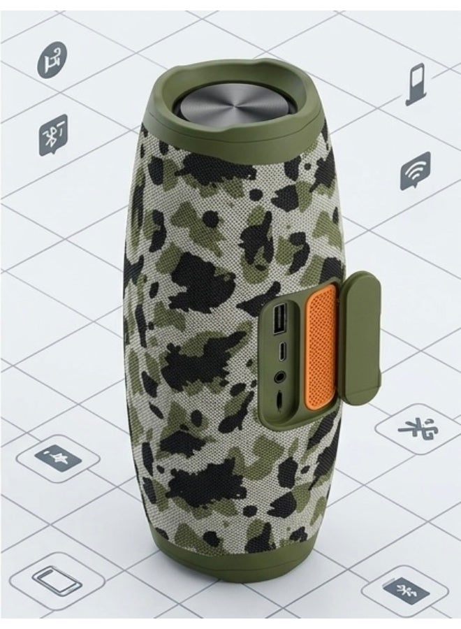 مكبر صوت بلوتوث محمول V5.2 بنمط تمويهي - مع باور بانك مدمج 4000 مللي أمبير ومنفذ USB مزدوج للشحن - Image 4