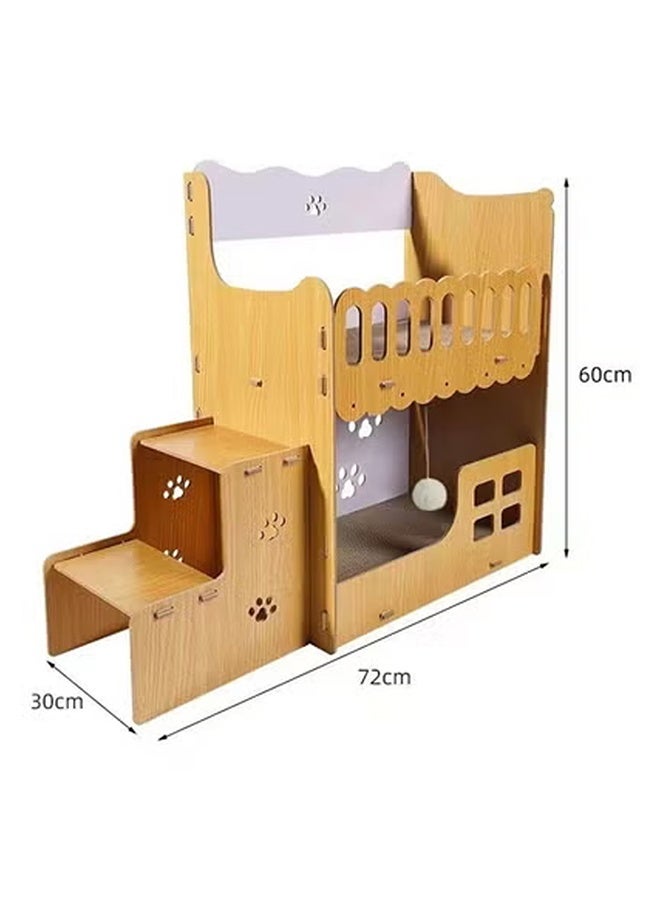 NKX Cat Tree House with Stairs – Wooden Multi-Level Cat Condo Furniture, Cozy Hideout & Climbing Tower for Indoor Cats (72×30×60 cm) - Image 4