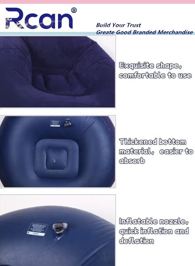 Rcan Bean Bag Chair Inflatable Bean Bag Sofa Leisure Inflatable Bean Bag Inflatable Lazy Sofa Portable Bean Bag Chair Foldable PVC Flocking for Bedroom Living Room and Camping Blue - Image 3