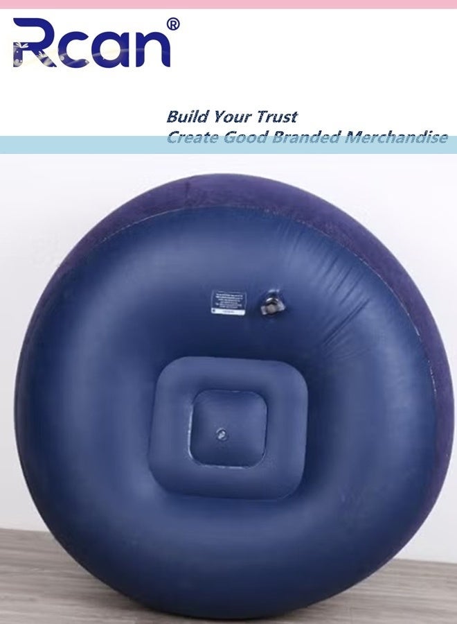 Rcan Bean Bag Chair Inflatable Bean Bag Sofa Leisure Inflatable Bean Bag Inflatable Lazy Sofa Portable Bean Bag Chair Foldable PVC Flocking for Bedroom Living Room and Camping Blue - Image 4