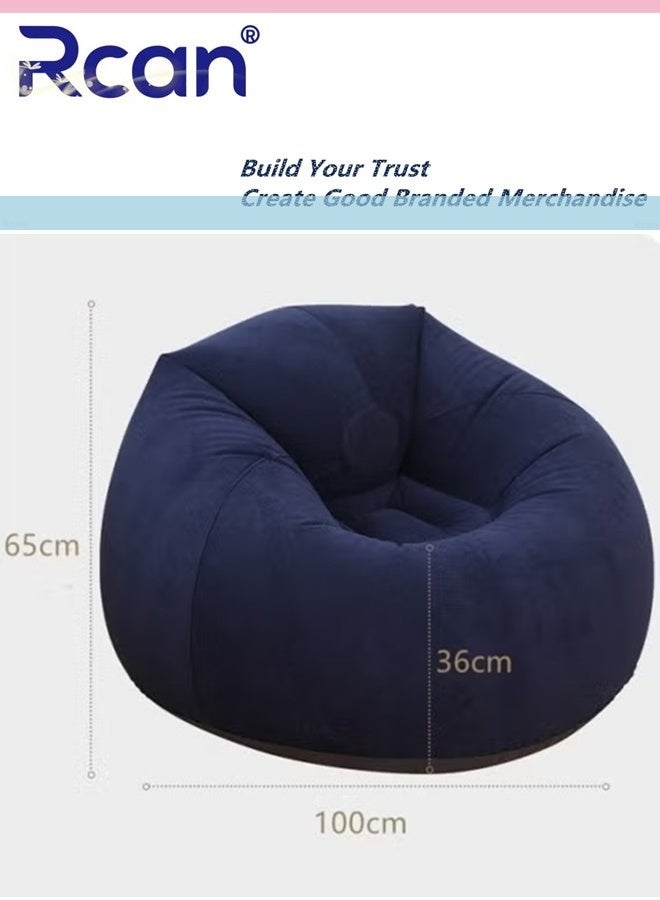 Rcan Bean Bag Chair Inflatable Bean Bag Sofa Leisure Inflatable Bean Bag Inflatable Lazy Sofa Portable Bean Bag Chair Foldable PVC Flocking for Bedroom Living Room and Camping Blue - Image 2