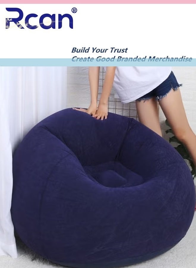 Rcan Bean Bag Chair Inflatable Bean Bag Sofa Leisure Inflatable Bean Bag Inflatable Lazy Sofa Portable Bean Bag Chair Foldable PVC Flocking for Bedroom Living Room and Camping Blue - Image 5