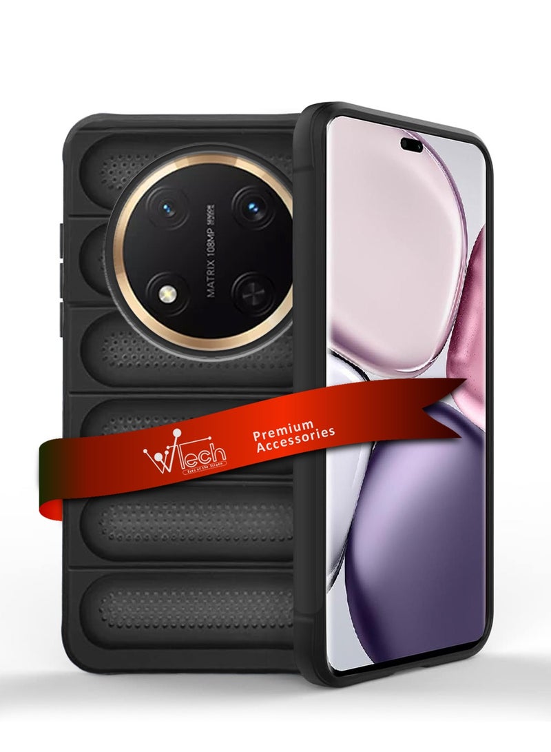 دبليو تيك هونر اكس 9 سي 5 جي 2024 / هونر ماجيك 7 لايت 5 جي 2025 شفاف ممتاز داخل وسادة هوائية TPU مع غطاء هيكل بنسيج السوار - أسود - Image 1