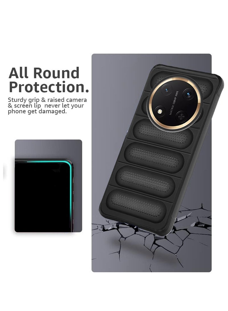 دبليو تيك هونر اكس 9 سي 5 جي 2024 / هونر ماجيك 7 لايت 5 جي 2025 شفاف ممتاز داخل وسادة هوائية TPU مع غطاء هيكل بنسيج السوار - أسود - Image 4