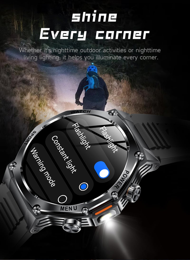SACOSDING Militrary Smart Watch for Men,1.8" HD/800mAh Battery Smart watches for Android/iOS (Bluetooth Call Answer/Calls)Fitness Tracker,100+ Sports/LED Flashlight/IP68 Waterproof/Sleep Tracker Smartwatch - Image 3