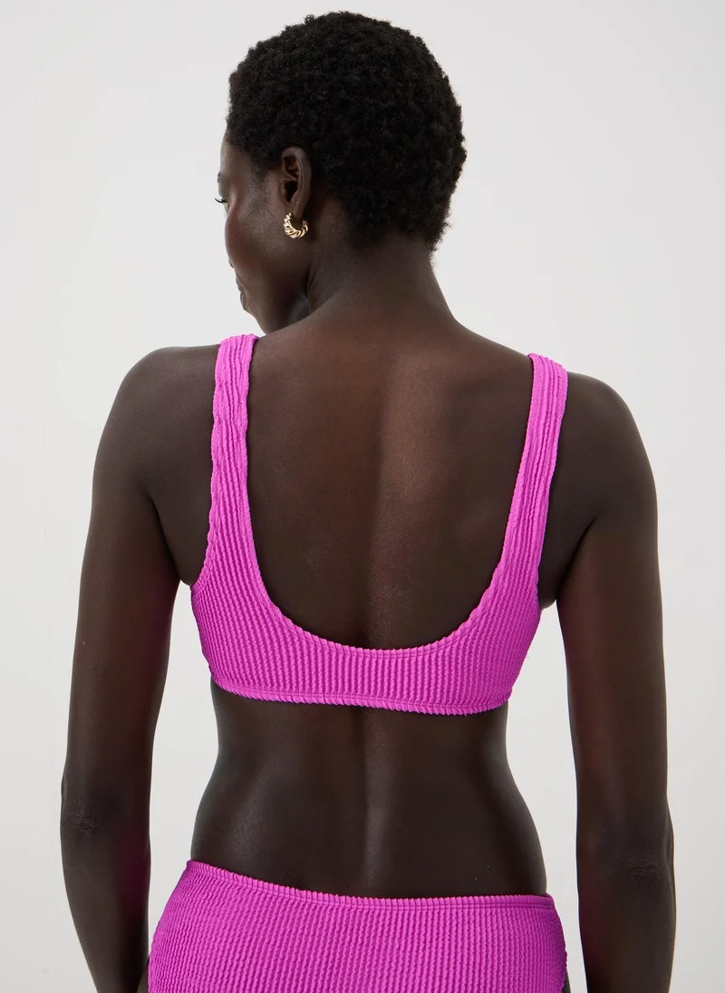 Matalan Magenta Crinkle Scoop Bikini Top