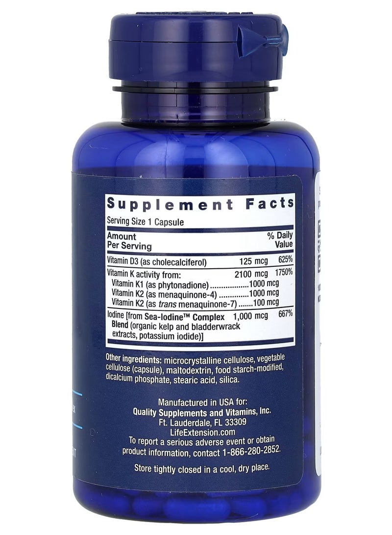 Life Extension Vitamins D And K With Sea-Iodine Supplement - 60 Capsules - Image 2