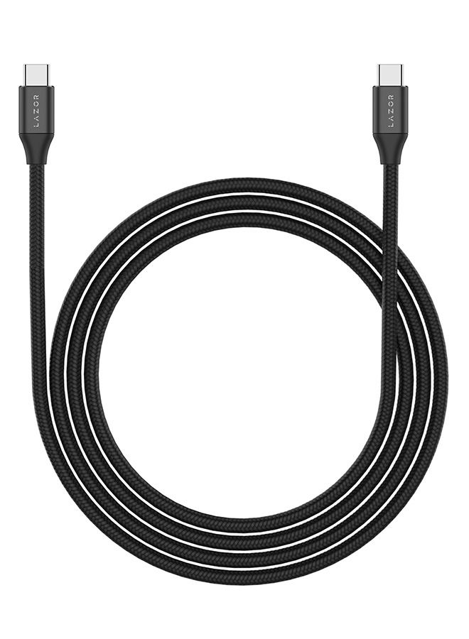 Lazor Swift Premium Nylon Braided and Fast Charging Cable Type-C to Type-C with PD60W with Super  Strong Kevlar Material, CT29 Black- 3m - Image 1