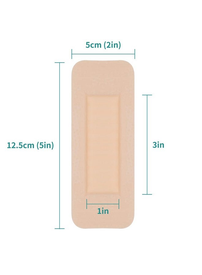 Dimora Dimora Foam Wound Dressing 2"x5" Waterproof Silicone Bandages with Adhesive Border, Super Absorbent Breathable Wound Care Products for Sensitive Skin Pack of 5 - Image 2