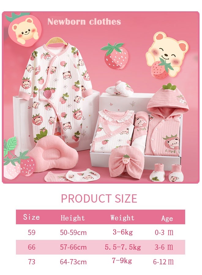 انسولار 24 قطعة صندوق هدايا للمولود الجديد، مجموعة ملابس بتصميم دب الفراولة من القطن 100%، مجموعة أساسيات كاملة للرضع وهدية مثالية لحفلة الاستقبال للأولاد والبنات، مناسبة لجميع الفصول - Image 2