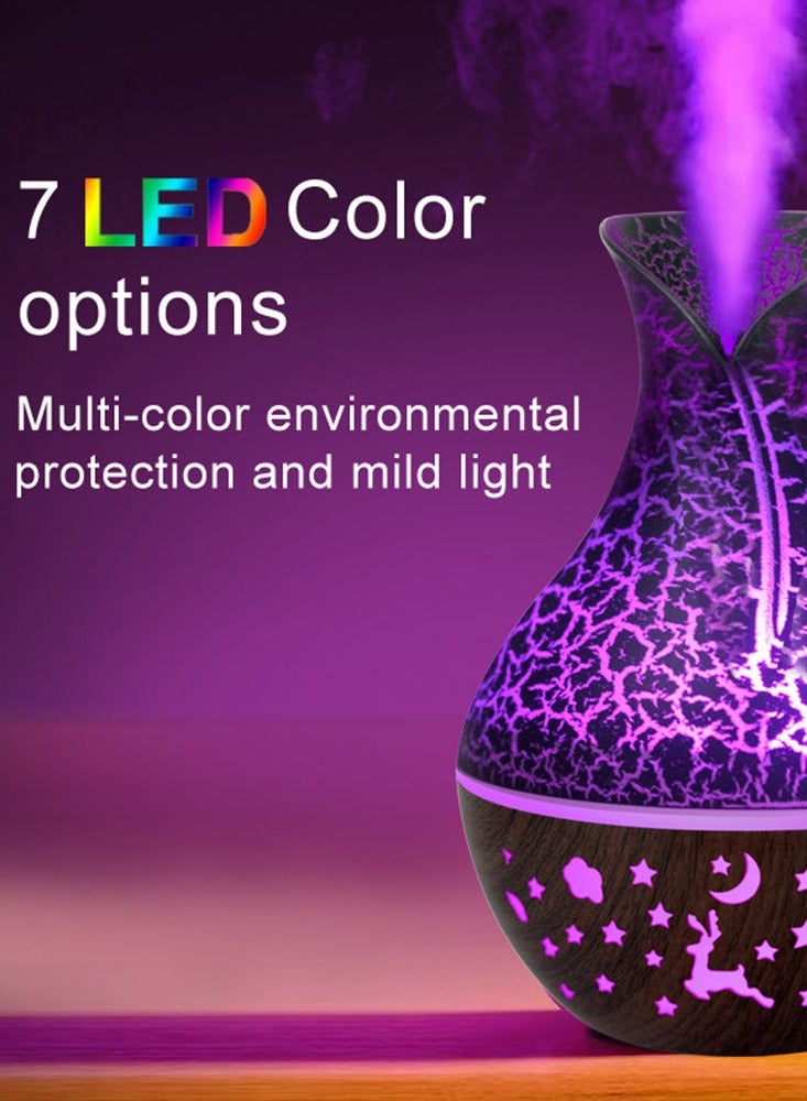 Vase-Shaped Mini USB Humidifier with 10ml Gardiana Essential Oil & Wood Grain - 100ml - Image 2