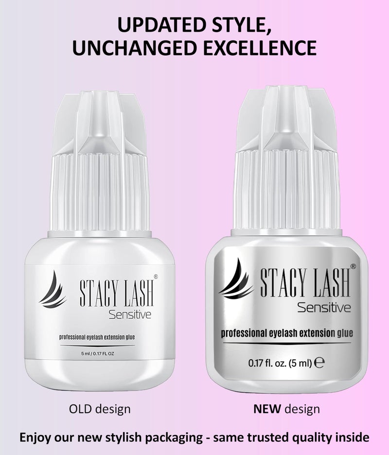 STACY LASH Sensitive Eyelash Extension Glue 0.17fl.oz/5ml / 5-6 Sec Drying time/Retention â€“ 4-5 Weeks/Black Adhesive/Professional Supplies - Image 3