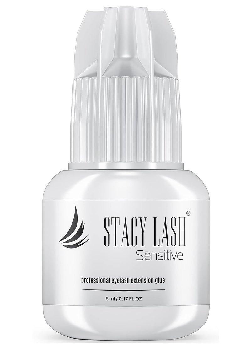 Stacy Lash Sensitive Eyelash Extension Glue Stacy Lash 0.17fl.oz/5ml / 5-6 Sec Drying time/Retention – 4-5 Weeks/Black Adhesive/Professional Supplies  - Image 1