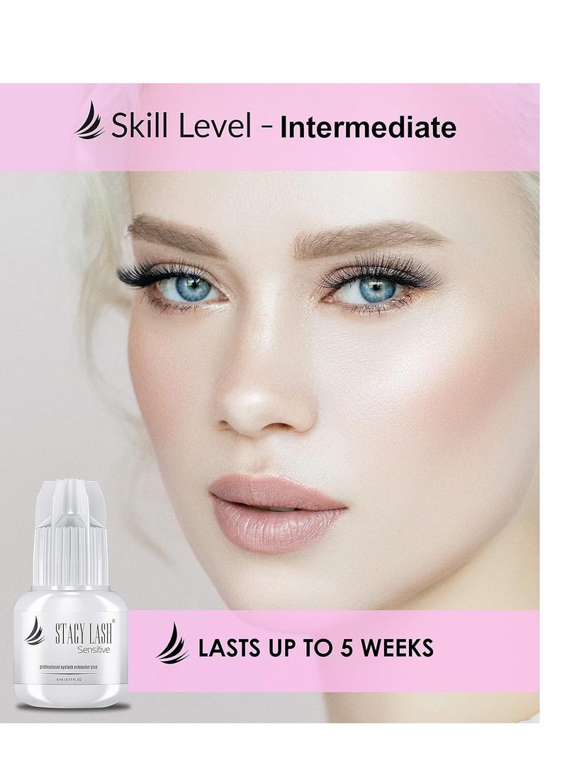 Stacy Lash Sensitive Eyelash Extension Glue Stacy Lash 0.17fl.oz/5ml / 5-6 Sec Drying time/Retention – 4-5 Weeks/Black Adhesive/Professional Supplies  - Image 4