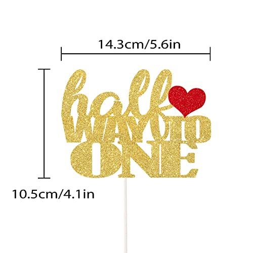 Festiko®Half Way to one Birthday Cake Topper Double Sided Sliver Glitter 6 Months Half Birthday First Birthday Party Decorations - Image 2