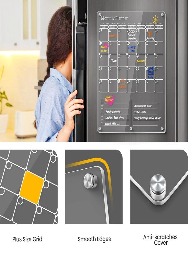 IDEATECH Acrylic Magnetic Fridge Calendar Magnet Strong, Clear Dry Erase Board Calendar for Refrigerator, Vertical 2in1 Monthly Planner & to Do List for Fridge, Whiteboard Organizer House Decor,White - Image 5