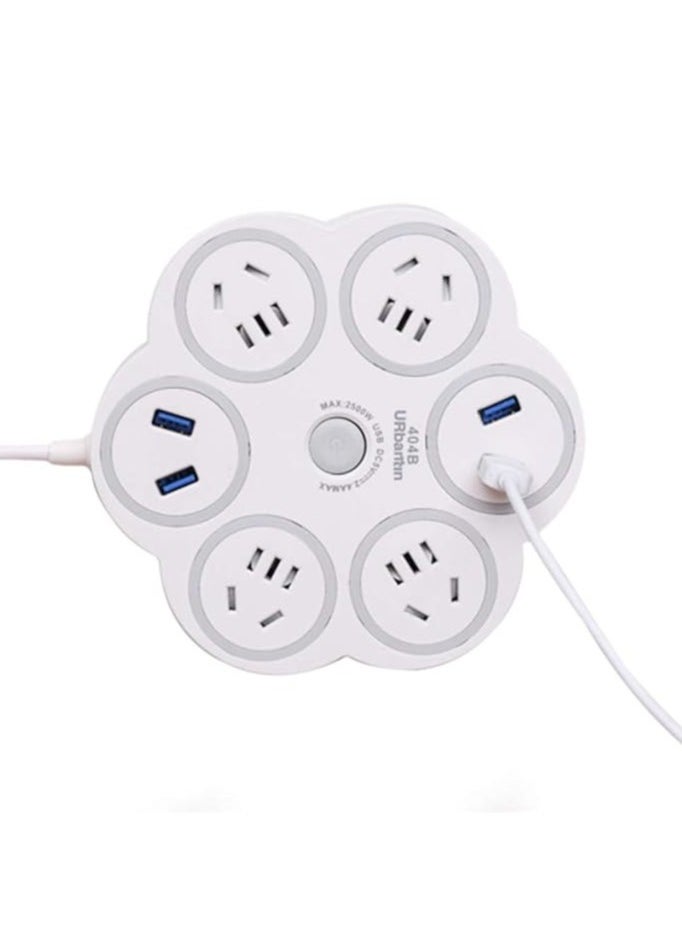 URbantin Power Strip Extension Lead with 4 Universal Sockets and 4 USB Charging Ports 1.8M White  - Image 2