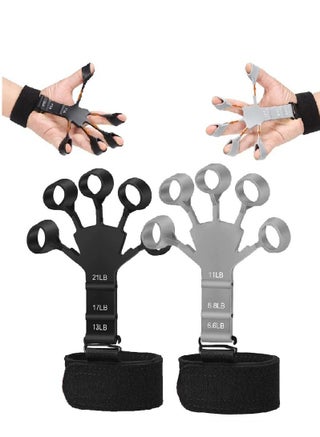 2PCS Finger Strengthener, Adjustable Finger Exerciser, 6 Resistant Level Finger Extension Exerciser, Finger Resistance Band, Finger Flexion Extension Training for Strength Training（Black+Gray) - pzsku/Z0A3A9321C749C54D20E3Z/45/_/1687157088/020d3a59-11f7-40ef-bd34-164e7d01e4f9