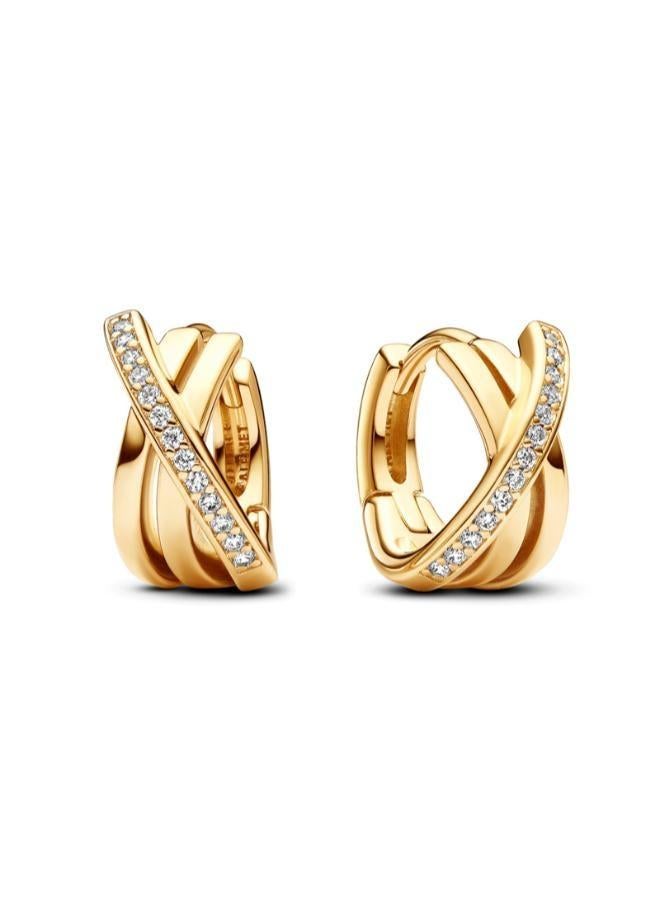 PANDORA Crossover Pavé Hoop Earrings - Image 1