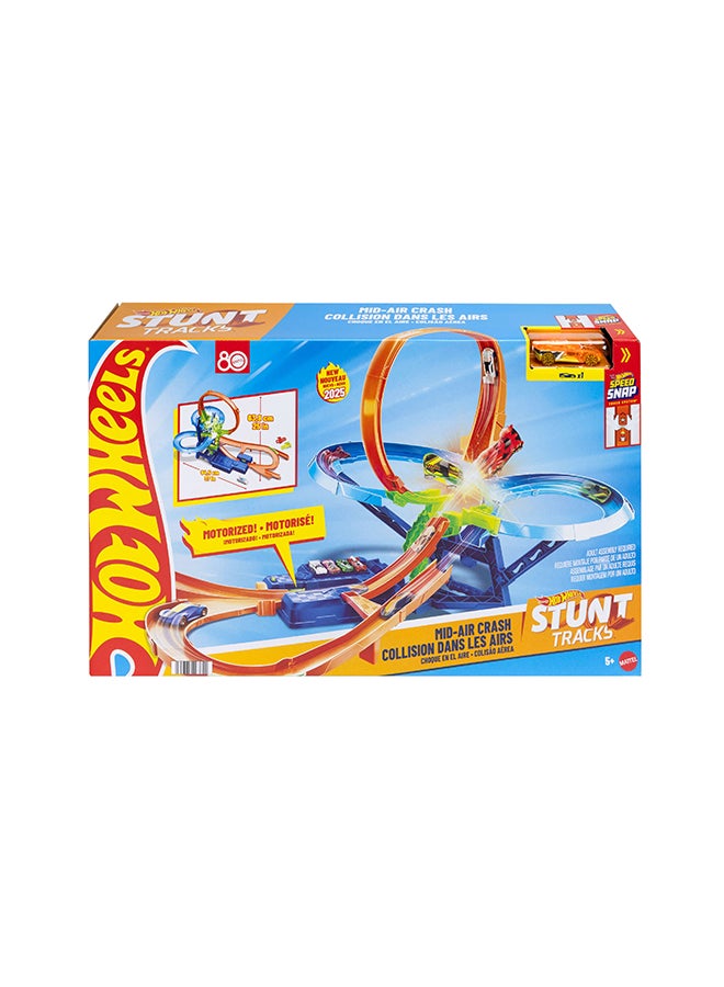 Hot Wheels Car Track Set, Stunt Track Mid-Air Crash With 1:64 Scale Die-Cast Toy Car, Motorized Booster For Non-Stop Stunting & Racing - Image 1