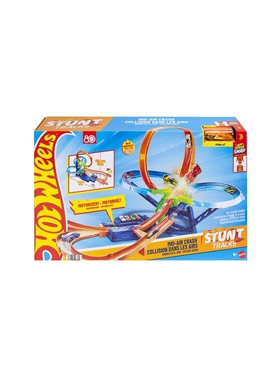 Hot Wheels مجموعة مسار السيارات، مسار حيل تصادم في الهواء مع سيارة لعبة مصنوعة بدقة مقياس 1:64، معزز موتورized للقيام بالحيل والسباقات بدون توقف - Image 5