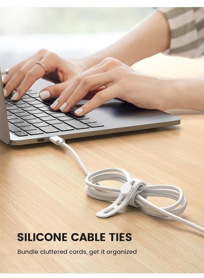 10Pack Silicone Cable Ties Cord Organizer - Elastic Wire Ties Management, Travel Must Haves, Desk Home Office Workspace Accessories - Image 3