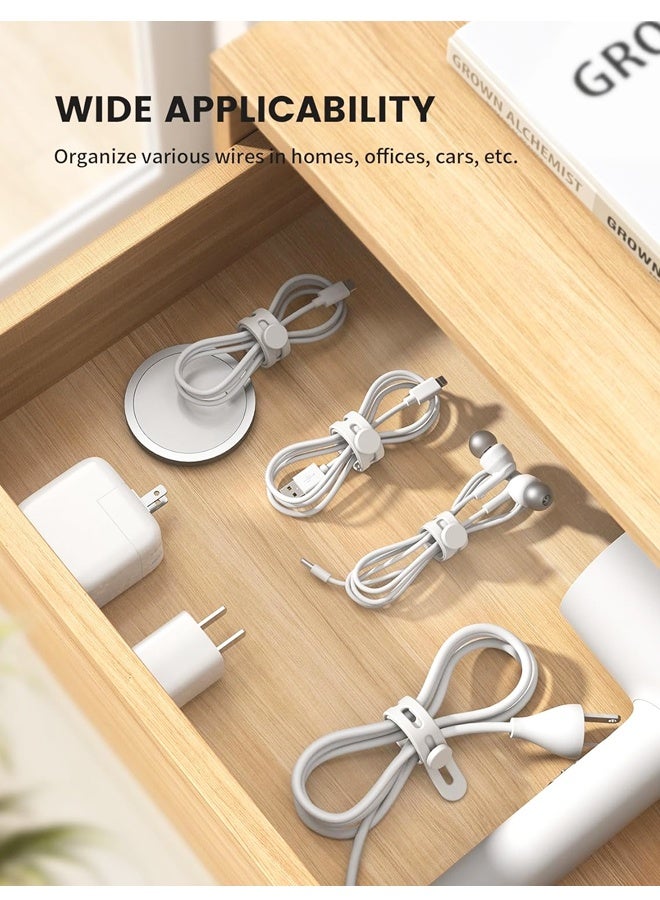 10Pack Silicone Cable Ties Cord Organizer - Elastic Wire Ties Management, Travel Must Haves, Desk Home Office Workspace Accessories - Image 4