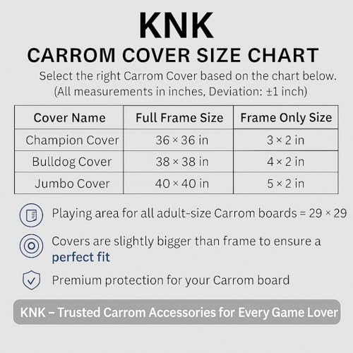 KNK Carrom Board Cover Champion Board Quality - Full & Half Carrom Cover with Extra Pocket for Coins, Striker & Powder (Bulldog Half Cover) - Image 5
