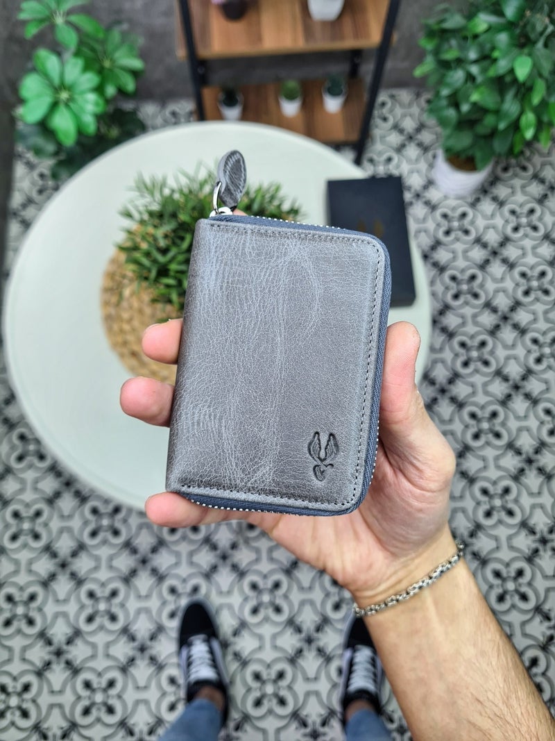 VISSO 661 Zippered Credit Card Holder Model Genuine Leather Bag Personalized Card Holder Wallet For Men & Women  - Image 2