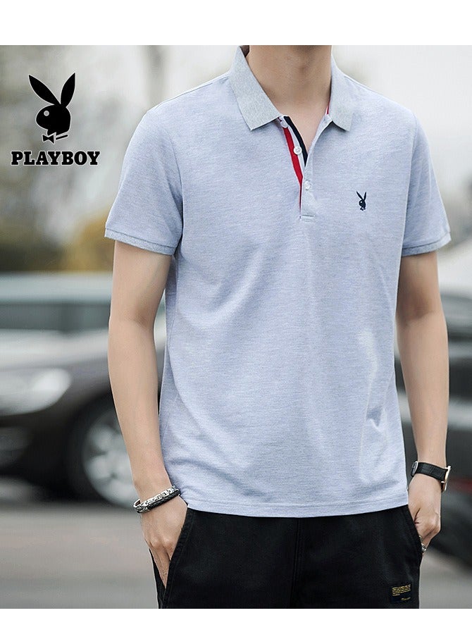 PLAYBOY Trendy Men's Business Casual Short Sleeved Polo Shirt  - Image 1