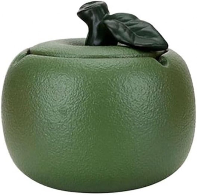 Ash Holder Fruit Shape Ceramic with Lid Portable Ashtray Homes Room Restaurants Decoration(Green) - Image 1