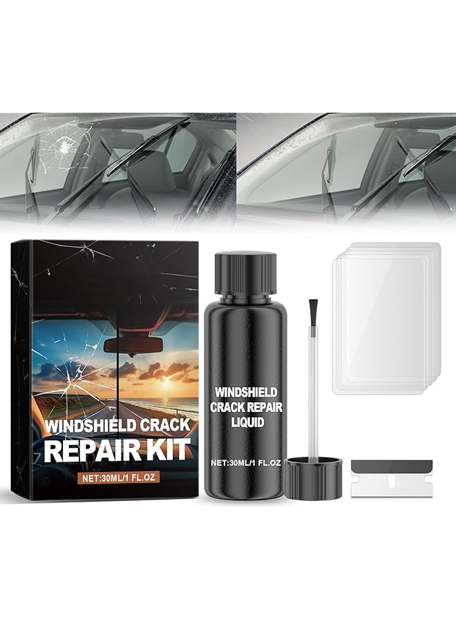 KASTWAVE Windshield Crack Repair Kit, Car Window Glass Liquid Repair Set, Cracks Gone Glass Kit Automotive Windscreen Tool For Fixing Chips, And Star Shaped Crack (30Ml) - Image 1