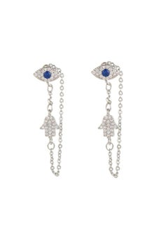 Style Devil Eye Palm Chain Stud Earrings European And American Style Cold Style Earrings Artistic Fashion Butterfly Buckle Earrings