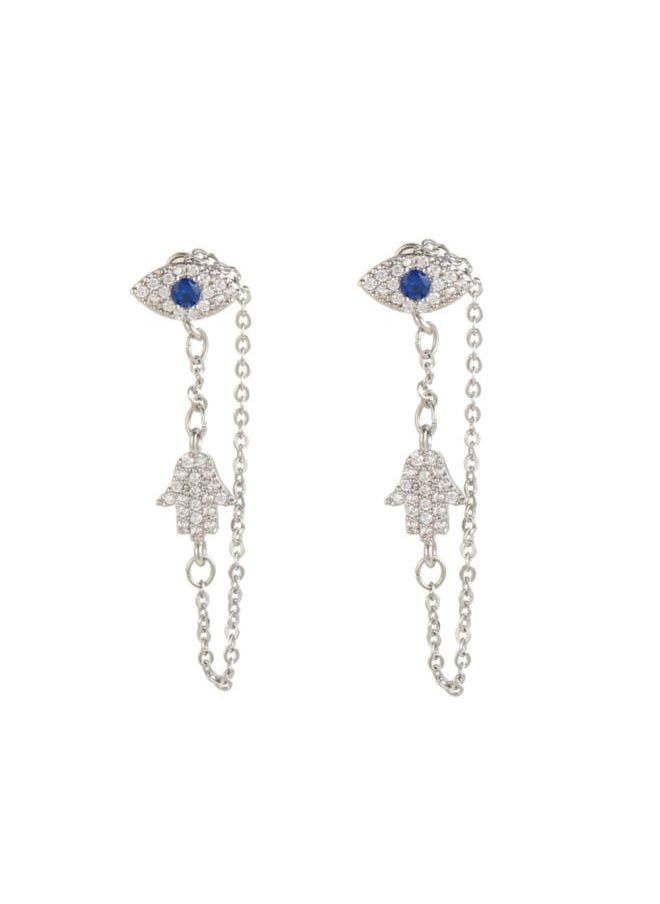 Generic - Style Devil Eye Palm Chain Stud Earrings European And American Style Cold Style Earrings Artistic Fashion Butterfly Buckle Earrings - Image 1