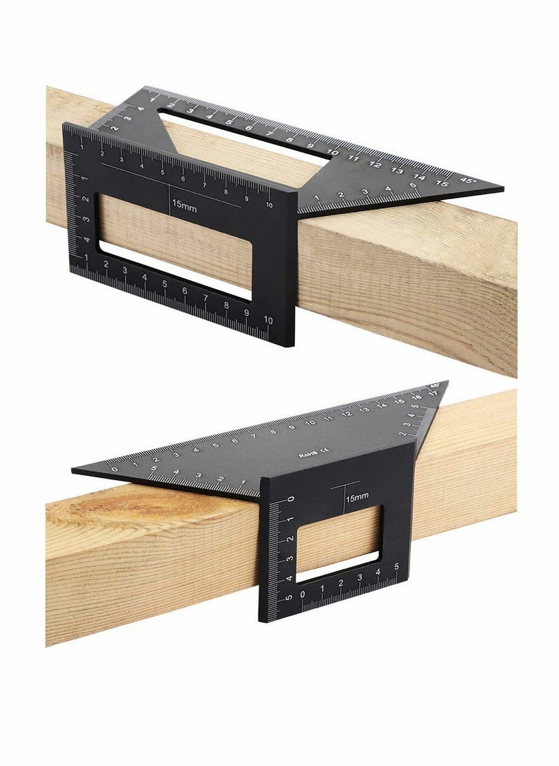 Generic - Multifunctional T-Shaped Woodworking Ruler, Saddle Layout Square Ruler For Woodworking, 45/45 Degree-90/45 Degree Square Layout Miter Measuring Ruler, Aluminum Alloy Formwork Tool (Black) - Image 1