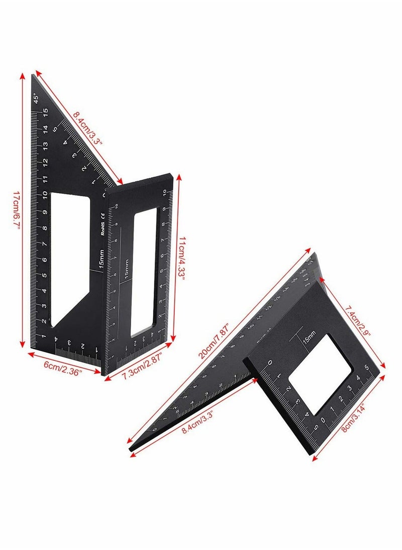 Generic - Multifunctional T-Shaped Woodworking Ruler, Saddle Layout Square Ruler For Woodworking, 45/45 Degree-90/45 Degree Square Layout Miter Measuring Ruler, Aluminum Alloy Formwork Tool (Black) - Image 1