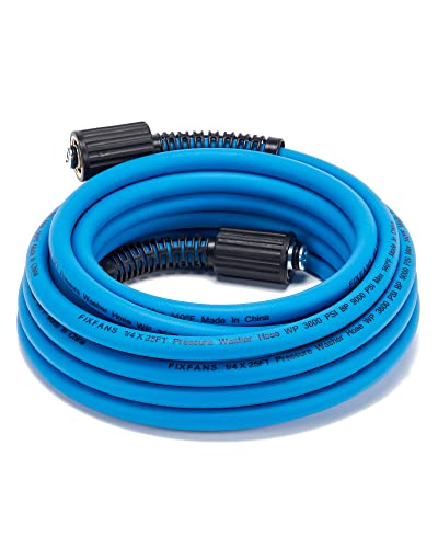 FIXFANS Pressure Washer Hose – 1/4" X 25 FT High Power Washer Extension Hose – Kink & Wear Resistant High Pressure Hose for Replacement – Compatible with M22 Fittings – 3600PSI - Image 1