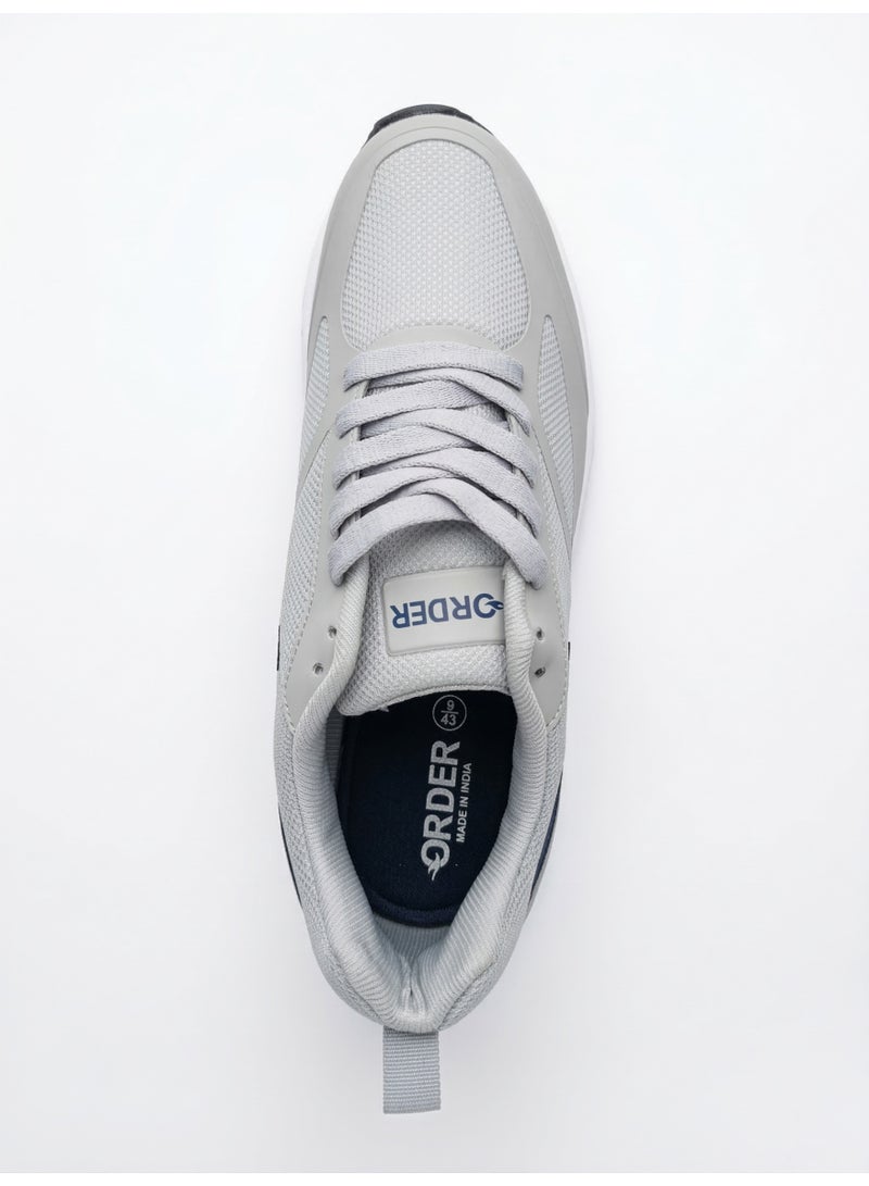ORDER Midnight 1 Men's Lightweight Running & Walking Shoes -(OD-SJ-205) Light Grey - Image 3