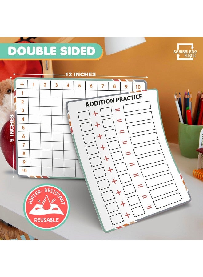 Scribbledo Addition Math Practice 9”X12” Small White Board Dry Erase Sheets Math Manipulatives 1St Grade Addition Math Homeschool Supplies Teacher Students Classroom Pack Of 10 Sheets - Image 2