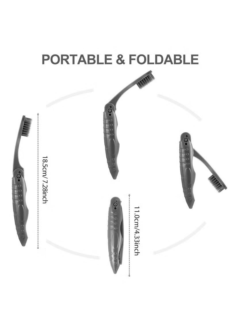 Generic 10 Packs Travel Folding Toothbrush with Portable Charcoal Toothbrush with Soft Medium Bristles for Hiking Camping Traveling Folding Toothbrushes Collapsible Travel Toothbrush Kit  - Image 2
