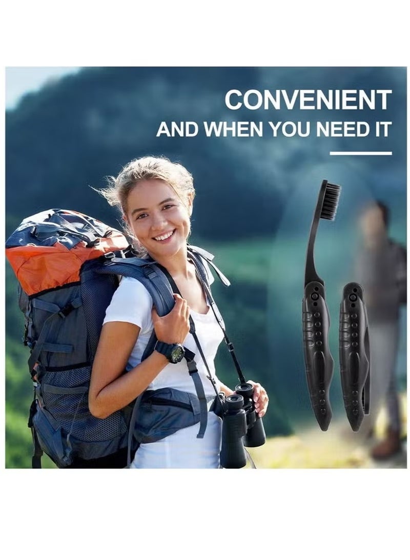 Generic 10 Packs Travel Folding Toothbrush with Portable Charcoal Toothbrush with Soft Medium Bristles for Hiking Camping Traveling Folding Toothbrushes Collapsible Travel Toothbrush Kit  - Image 5