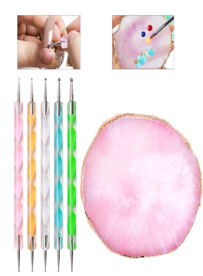 HomTop Nail Art Tools 22-piece Set, Resin Nail Art Palette, 2-way Acrylic Silicone Engraving Pen Dotting Pen Tools Nail Art Kit for Nail Art DIY Home Salon Makeup Display Board, pink - Image 4