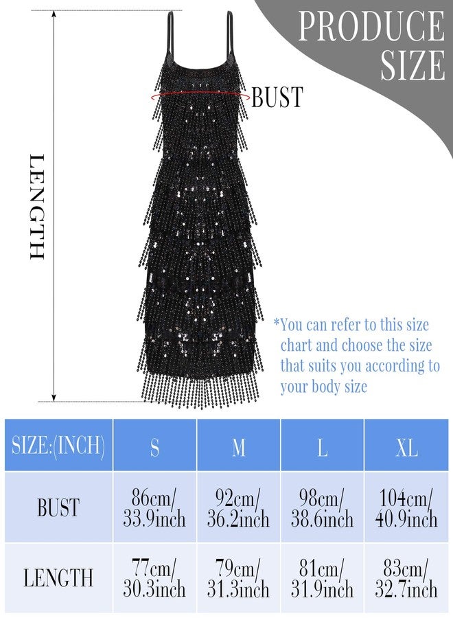 Shinymoon 5 Pcs 1920s Outfit for Woman Flapper Mardi Gras Costumes Accessories Set Dress Pearl Necklace Earrings Headband(Small) - Image 4