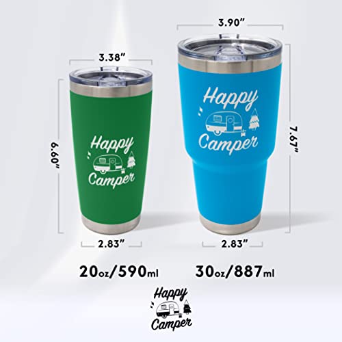 Dock N Stow Happy Camper Stainless Steel Tumbler with Vacuum Insulated Double Wall, Splash Proof Sliding Lid Great for Hot or Cold Drinks, Outdoor Camping Travel Cup RV Gifts - Image 4