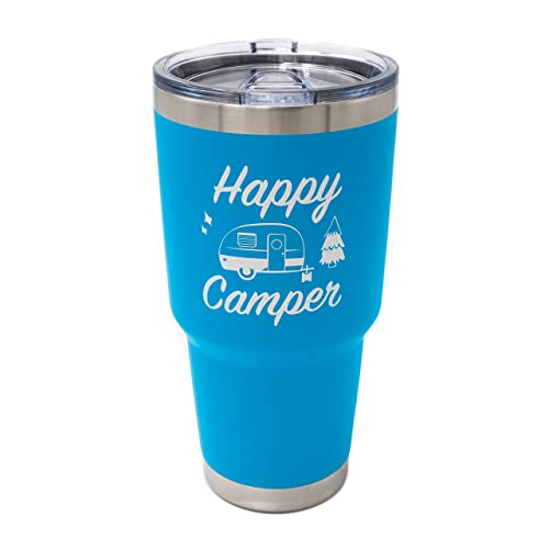 Dock N Stow Happy Camper Stainless Steel Tumbler with Vacuum Insulated Double Wall, Splash Proof Sliding Lid Great for Hot or Cold Drinks, Outdoor Camping Travel Cup RV Gifts - Image 1