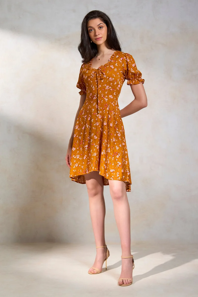 فيرجيو Viscose Floral Brunchwear Dresses for Women