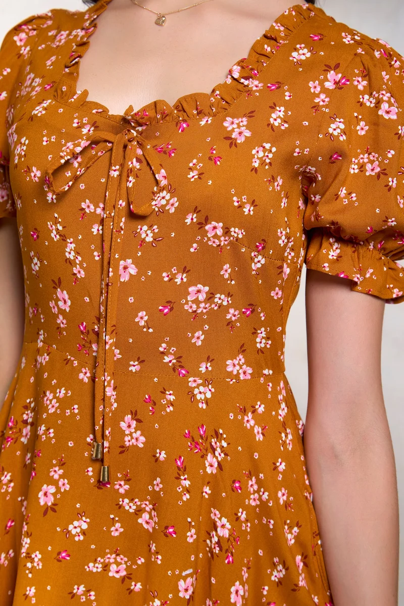 فيرجيو Viscose Floral Brunchwear Dresses for Women