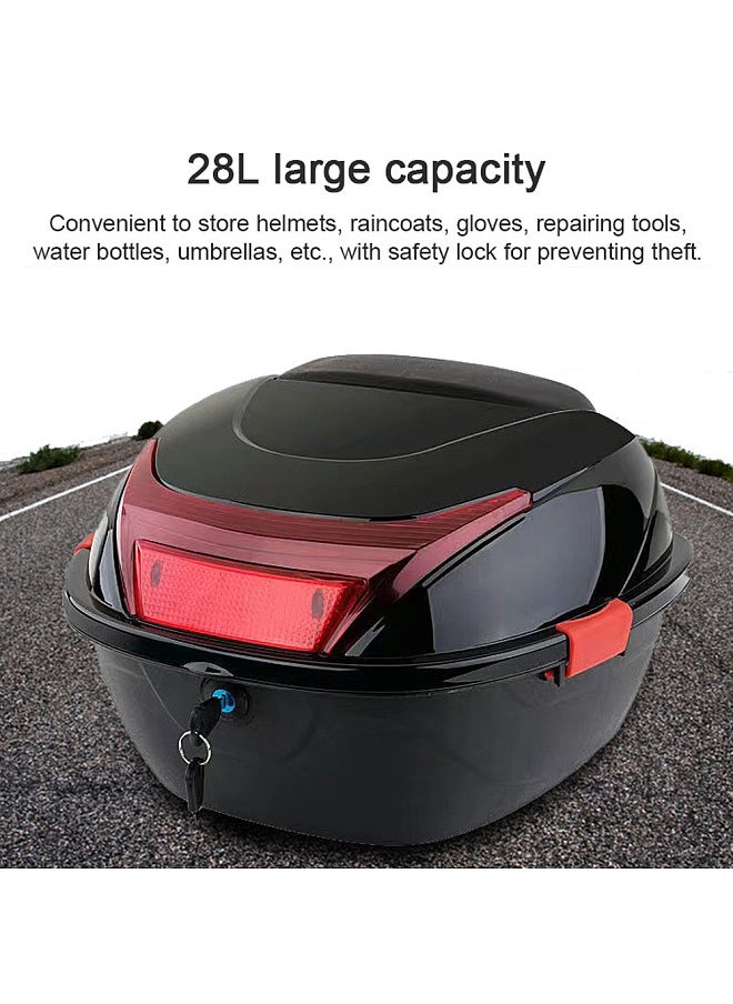 Generic 28L Motorcycle Tail Box Rear Trunk Large Capacity Motorbike Luggage Storage Case Waterproof with 2 Keys Side Snaps  - Image 3